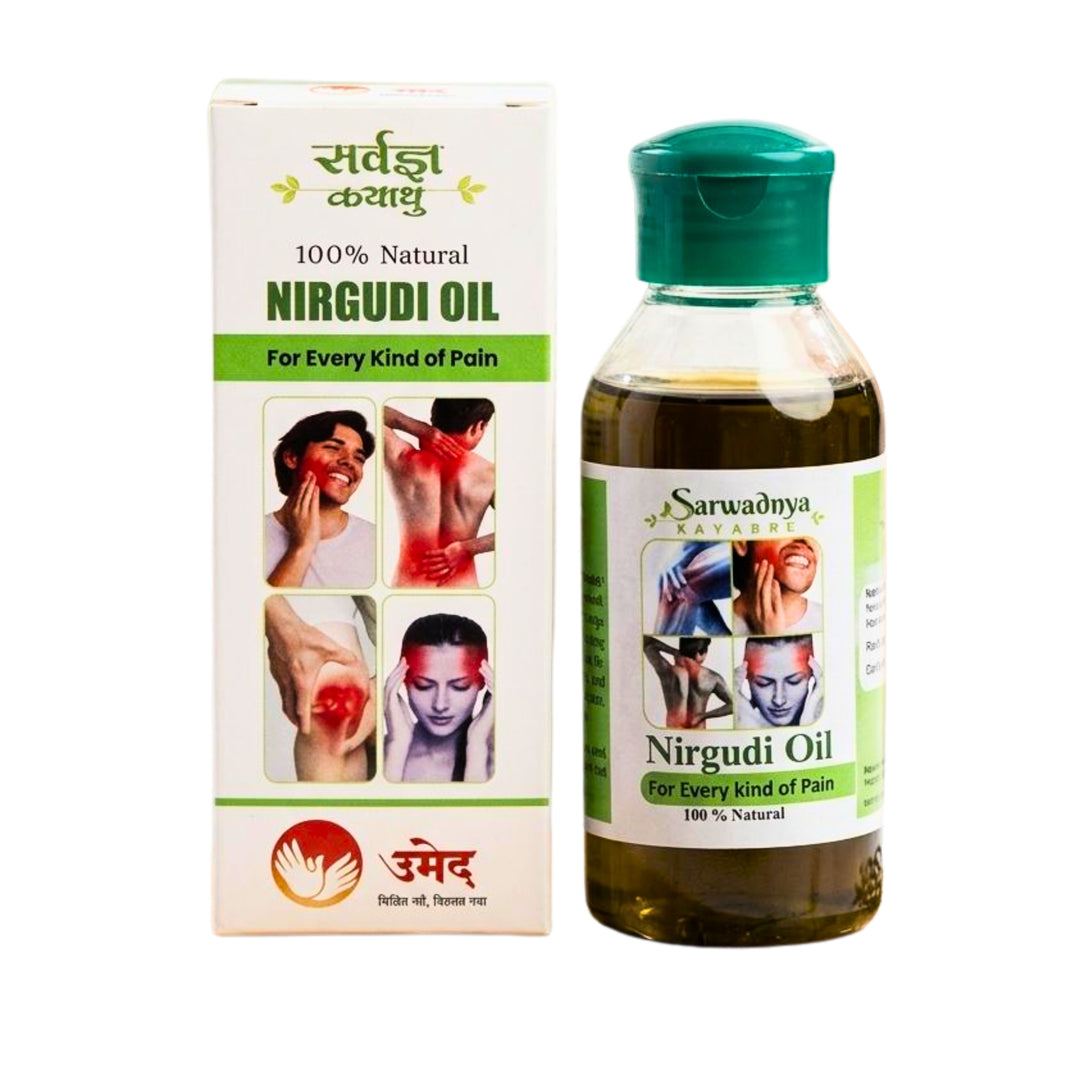 SARWADNYA Nirgudi Pain Relief Oil Herbal Joint Muscle Care With Hadjodi Vitamin E Traditional Body Massage Oil For Daily Use Pack Of 100g