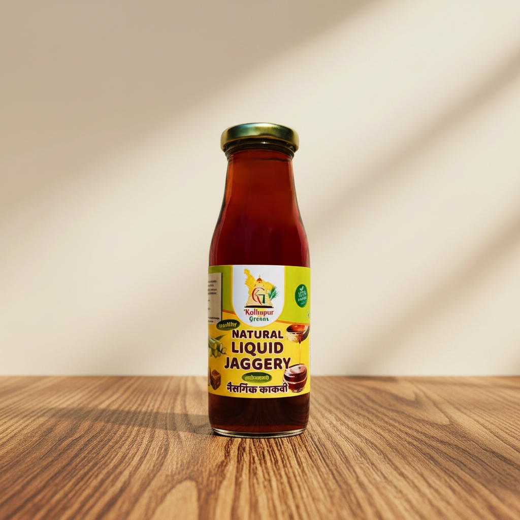 KOLHAPUR GREENS Pure Deshi Gul Kakavi (Pure Liquid Jaggery), Sakhi SHG, Natural, Chemical Free, 250ml Bottle