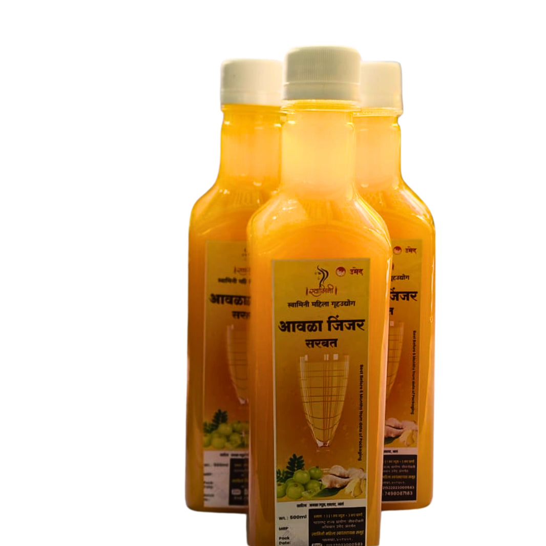 SWAMINI, Amala Ginger Sharbat, Natural Ingredients, No Artificial Essence, Pack of 500 ml