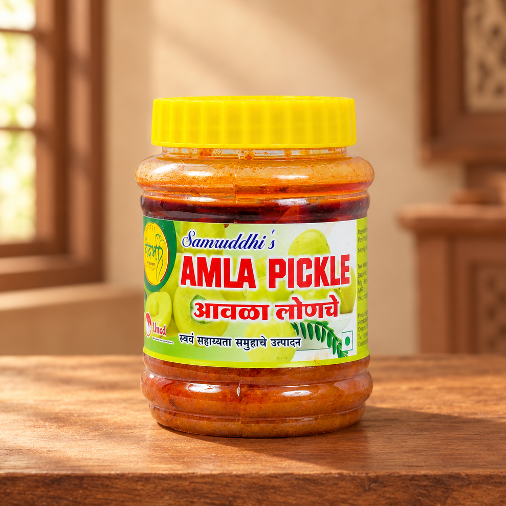 SAMRUDHI'S Awala Pickle, Annapurna SHG, Natural Ingredients, No Artificial Colour, Pack of 350 gm