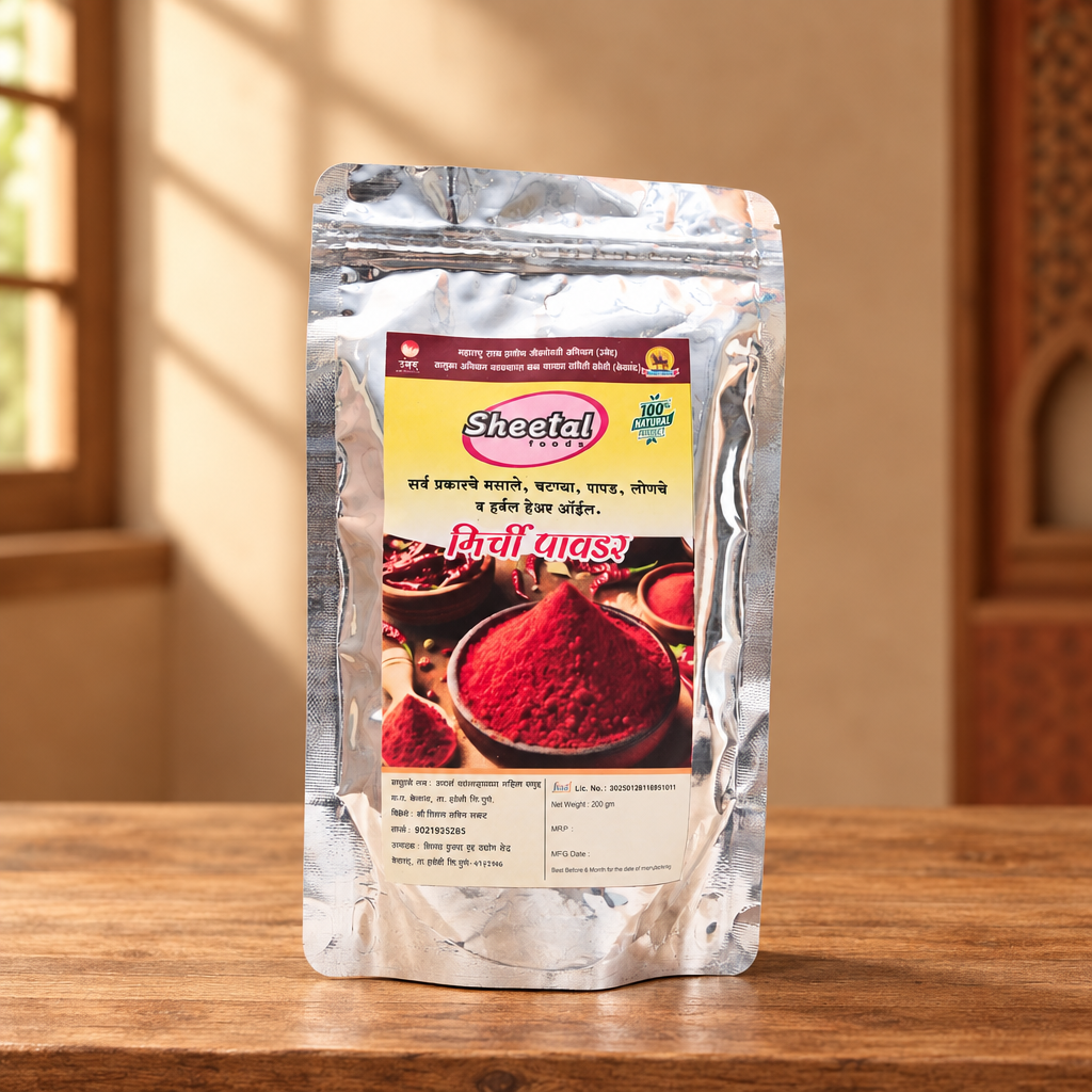 SHEETAL FOODS, Red Chilli Powder, Adarsha SHG, Pack of 200 Gm