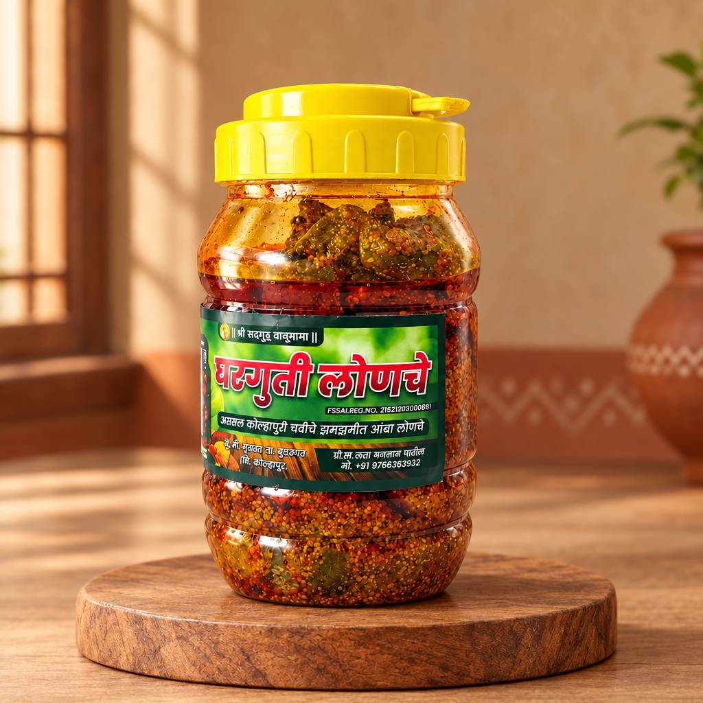 GHARGUTI Mango Pickle, Natural Ingredients, No Artificial Colour, Shree Sadguru Balumama SHG, Pack of 1000 gm