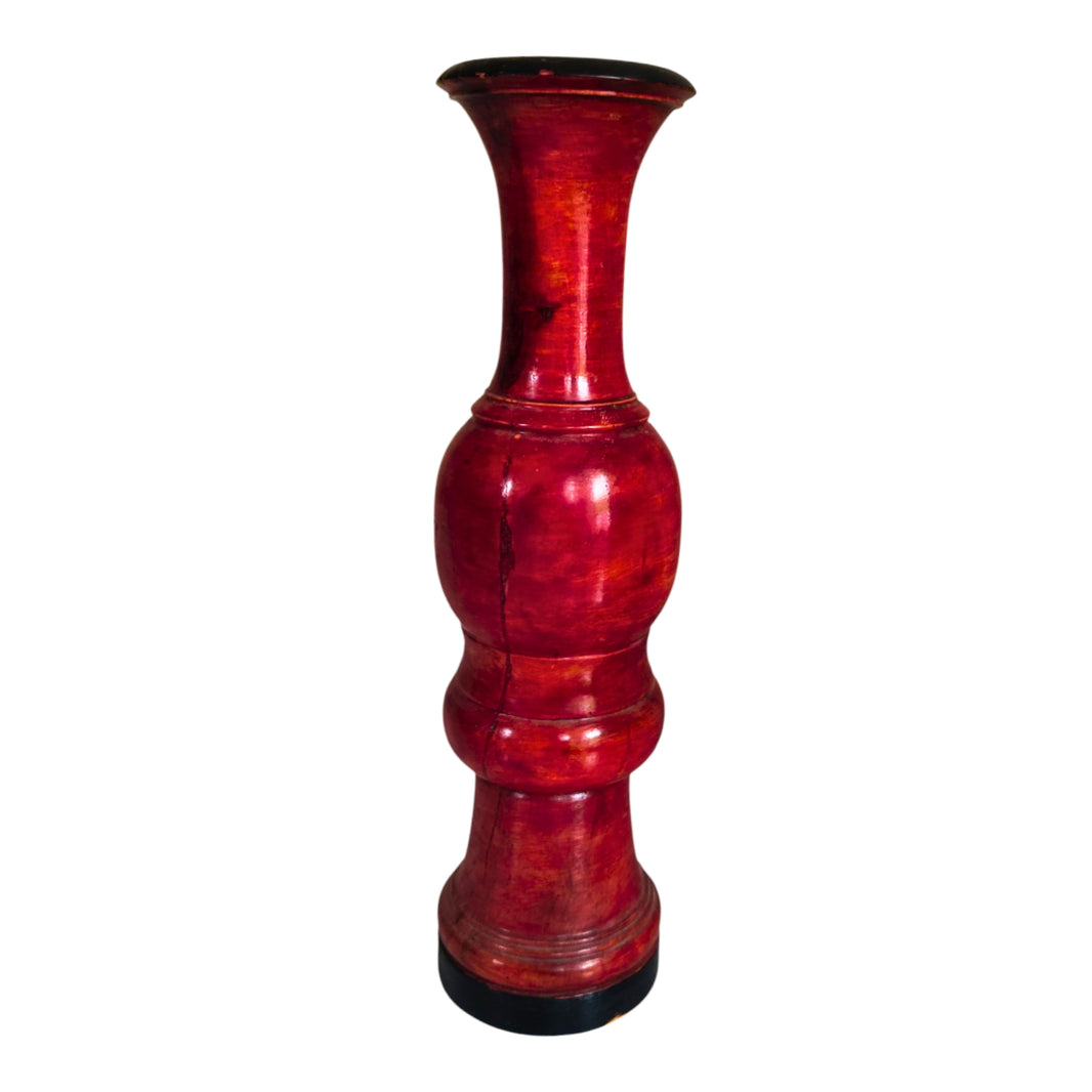 CHOUNDESWARI MAHILA SHG, KUNDAL ShowPiece Red Flower Vase Wooden Craft (Fuldani Red) Wooden Vase Pack of 1 Piece