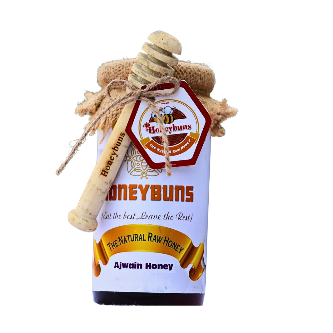 HONEYBUNS Ajwain Honey Natural Raw Medicinal Honey No Artificial Essence 500 gm