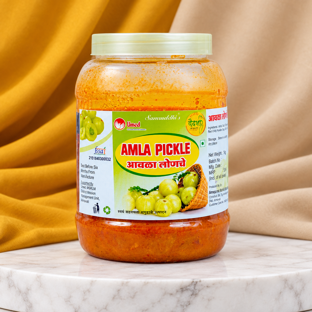 SAMRUDHI'S Awala Pickle, Annapurna SHG, Natural Ingredients, No Artificial Colour, Pack of 1000gm