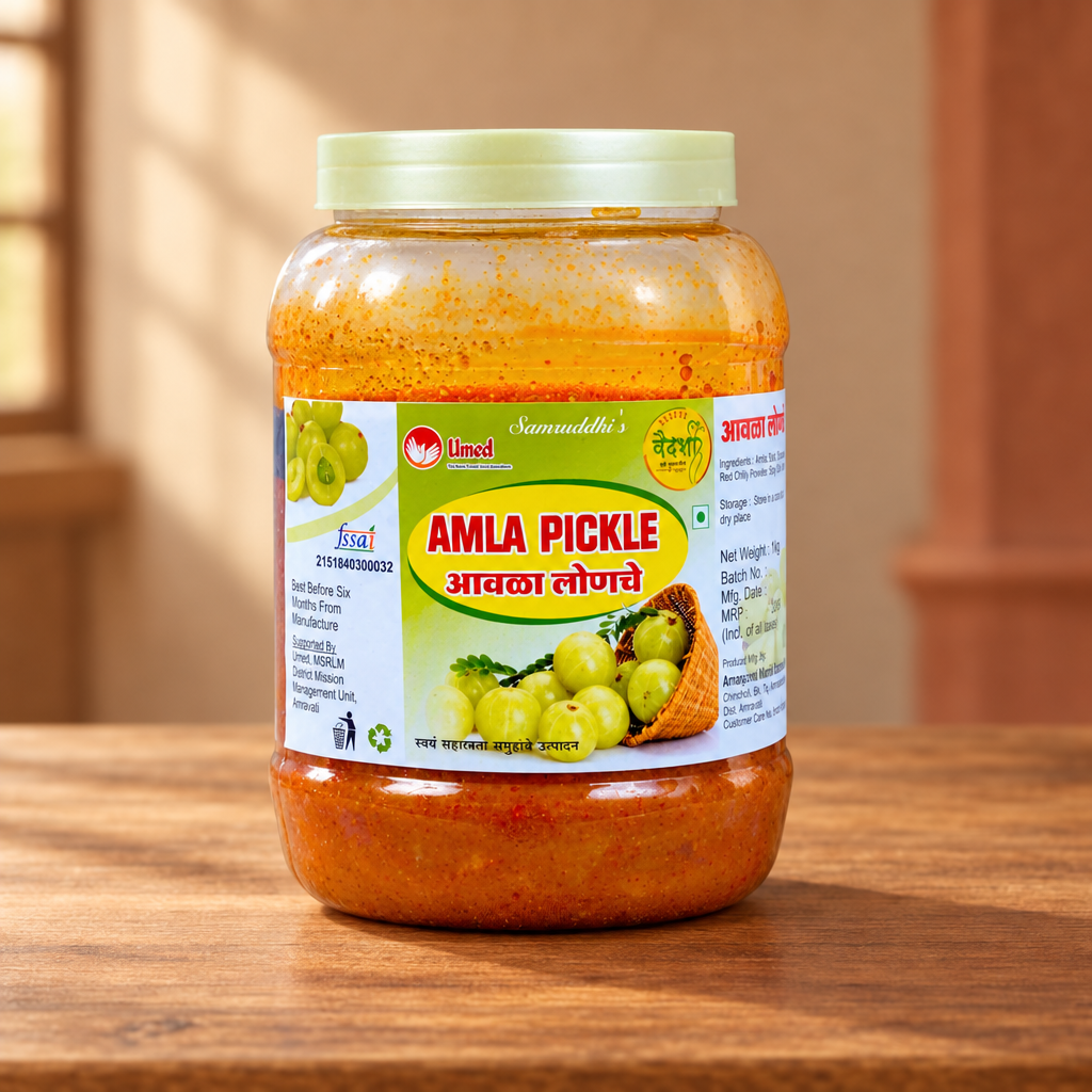 SAMRUDHI'S Awala Pickle, Annapurna SHG, Natural Ingredients, No Artificial Colour, Pack of 1000gm