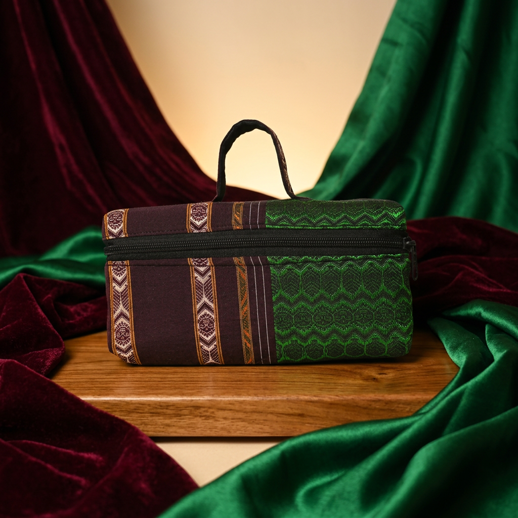 KALPANA BAGS Handcrafted Makeup Pouch Pack Of 1 Piece Supporting Rural Women Crafted With Durable Washable Fabric For Daily Travel Storage Lightweight Stylish Compact Design