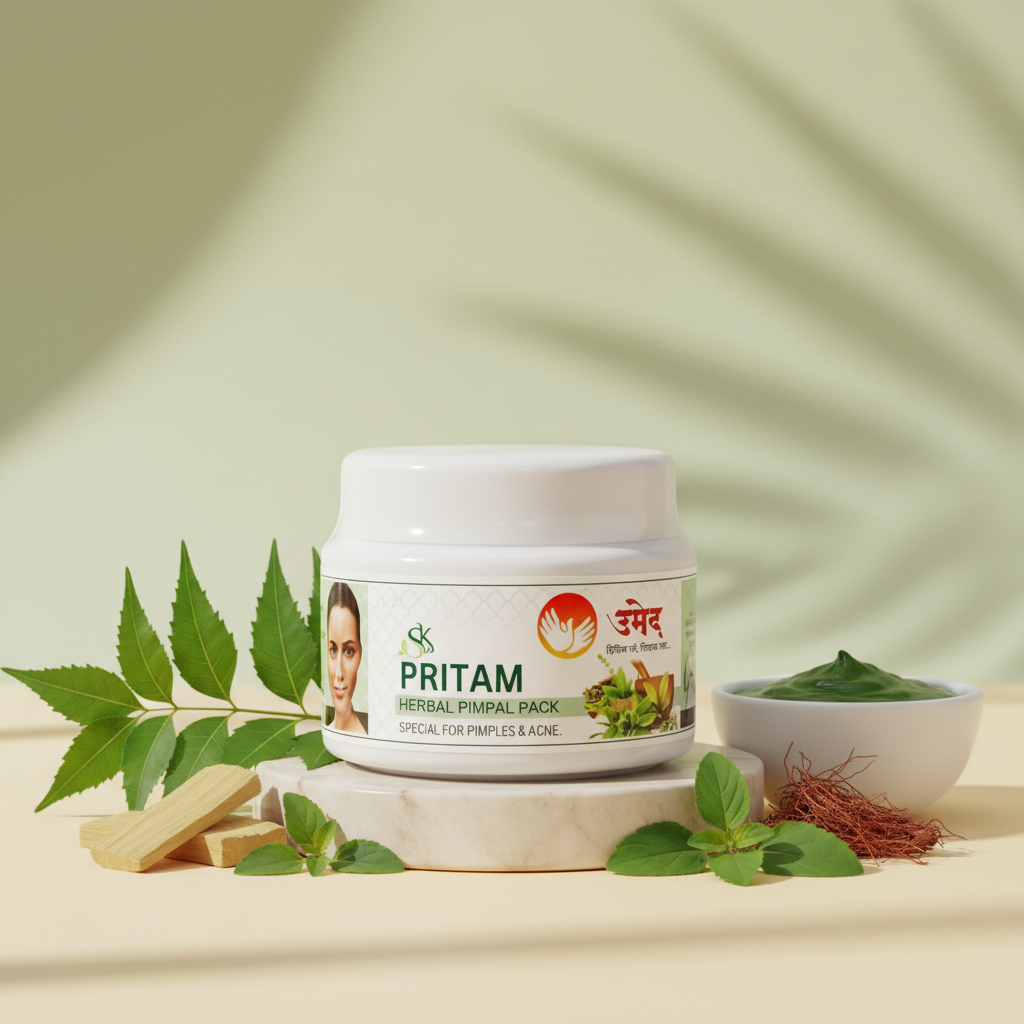 SARWADNYA Pritam Herbal Pimple Pack 50g Pack Of Neem Tulsi Sandalwood Manjistha Acne Care Skin Cleansing Cooling Face Pack Pooja Mahila Bachat Gat Hingoli