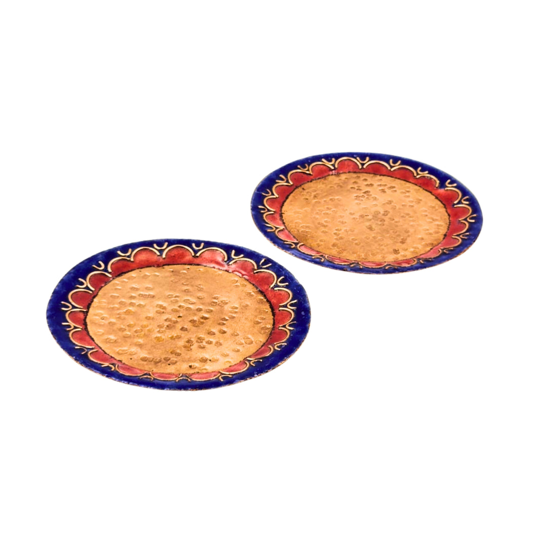 TAMRAKALA Coaster Piece Blue Brown Colour Combination Pack Of 1 Item Handcrafted Decorative Beverage Coaster Table Accent