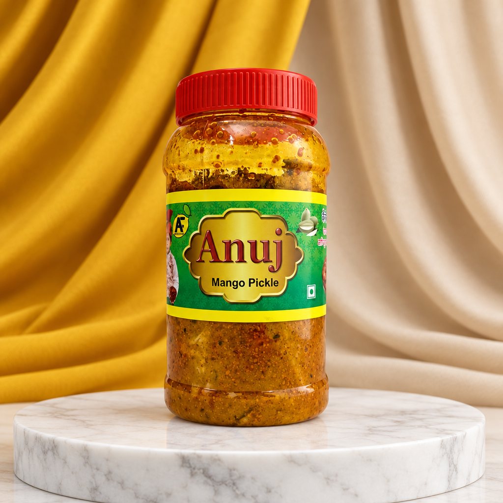 ANUJ FOODS  Mango Pickle, Made By Natural Ingredients, No Artificial Flavours, Pack of 500 gms
