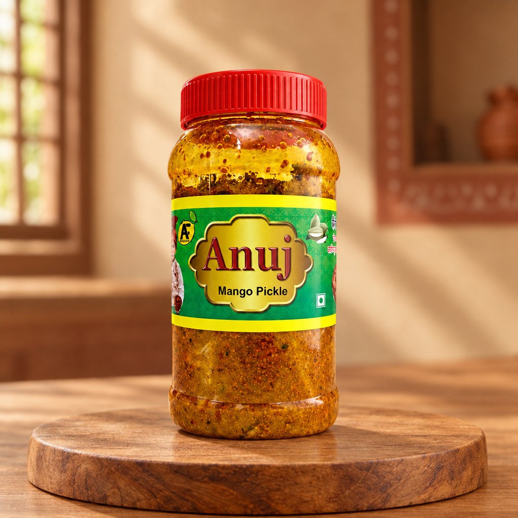 ANUJ FOODS  Mango Pickle, Made By Natural Ingredients, No Artificial Flavours, Pack of 500 gms
