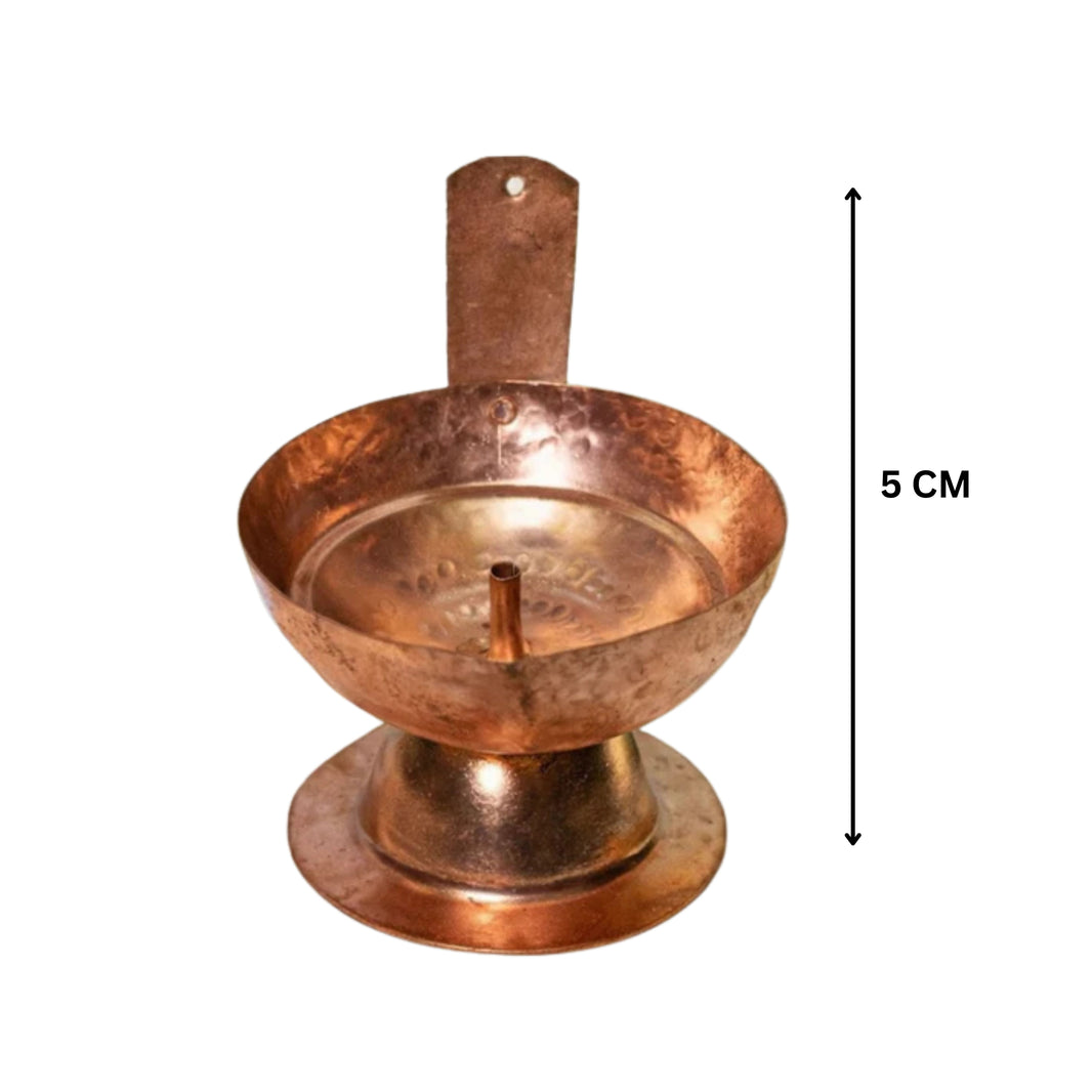 GRAMIN ARTIST Handmade Copper Lamp With Base Tejas Size No 3 Pack Of 1 Piece Traditional Pooja Diya Decorative Spiritual Home Decor