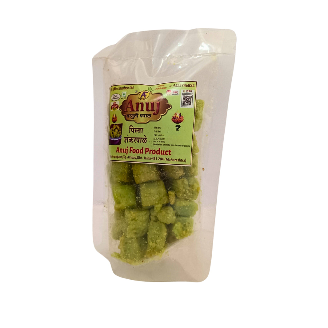 ANUJ FOODS  Pista Shankarpali, Made By Natural Ingredients, No Artificial Flavours, Pack of 100 gms