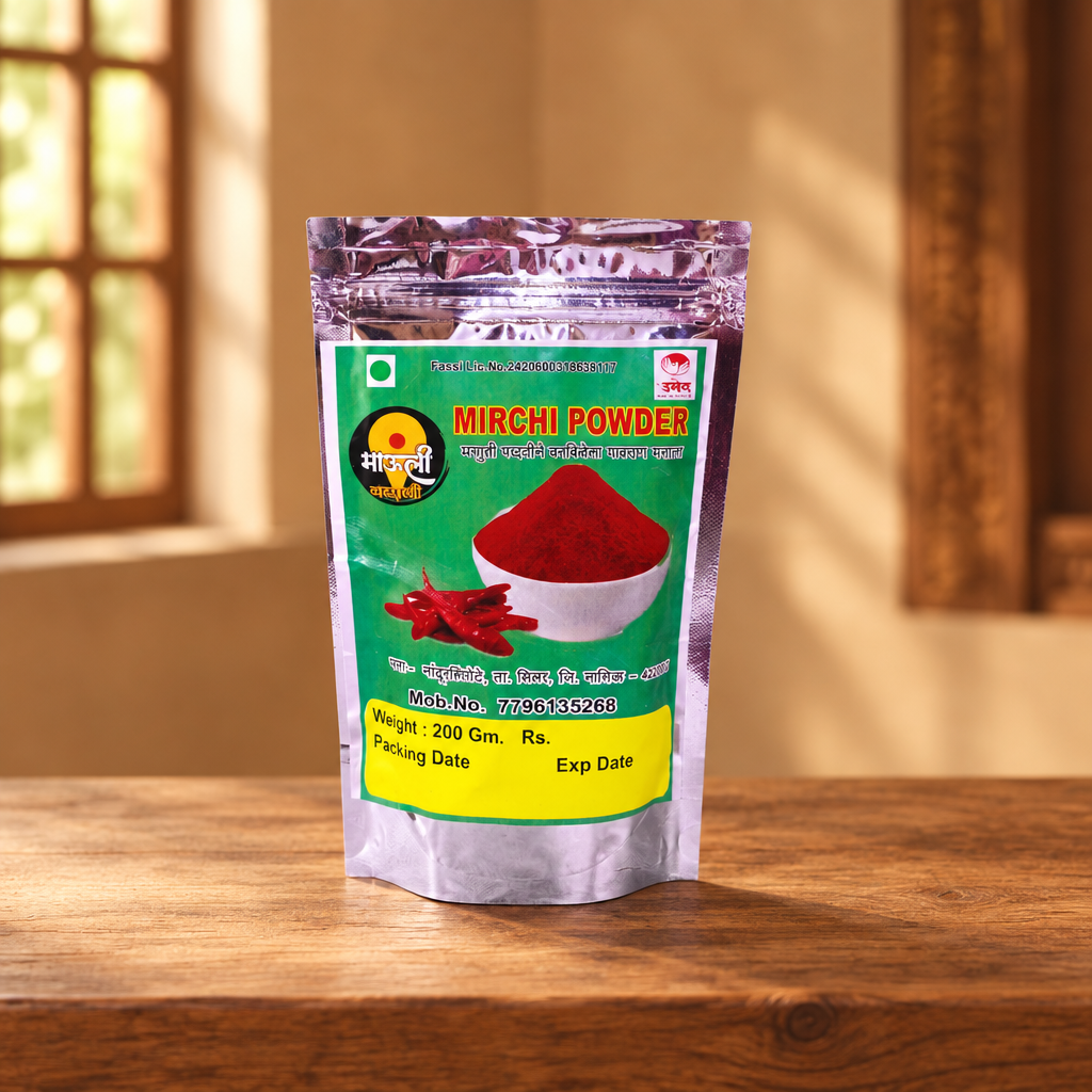 MAULI, Chilli Powder, Renukamata SHG, No Added Colours & No Preservatives, Pack Of 200 gm