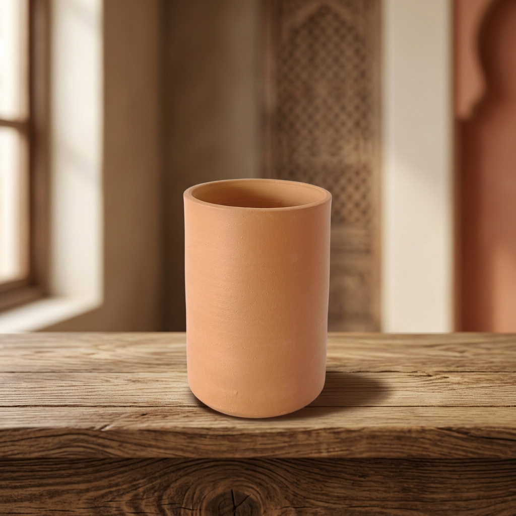 SADGURU Eco Friendly Clay Glass Handcrafted Terracotta Drinking Glass Made from Natural Soil Traditional Pottery Craft Pack of 1