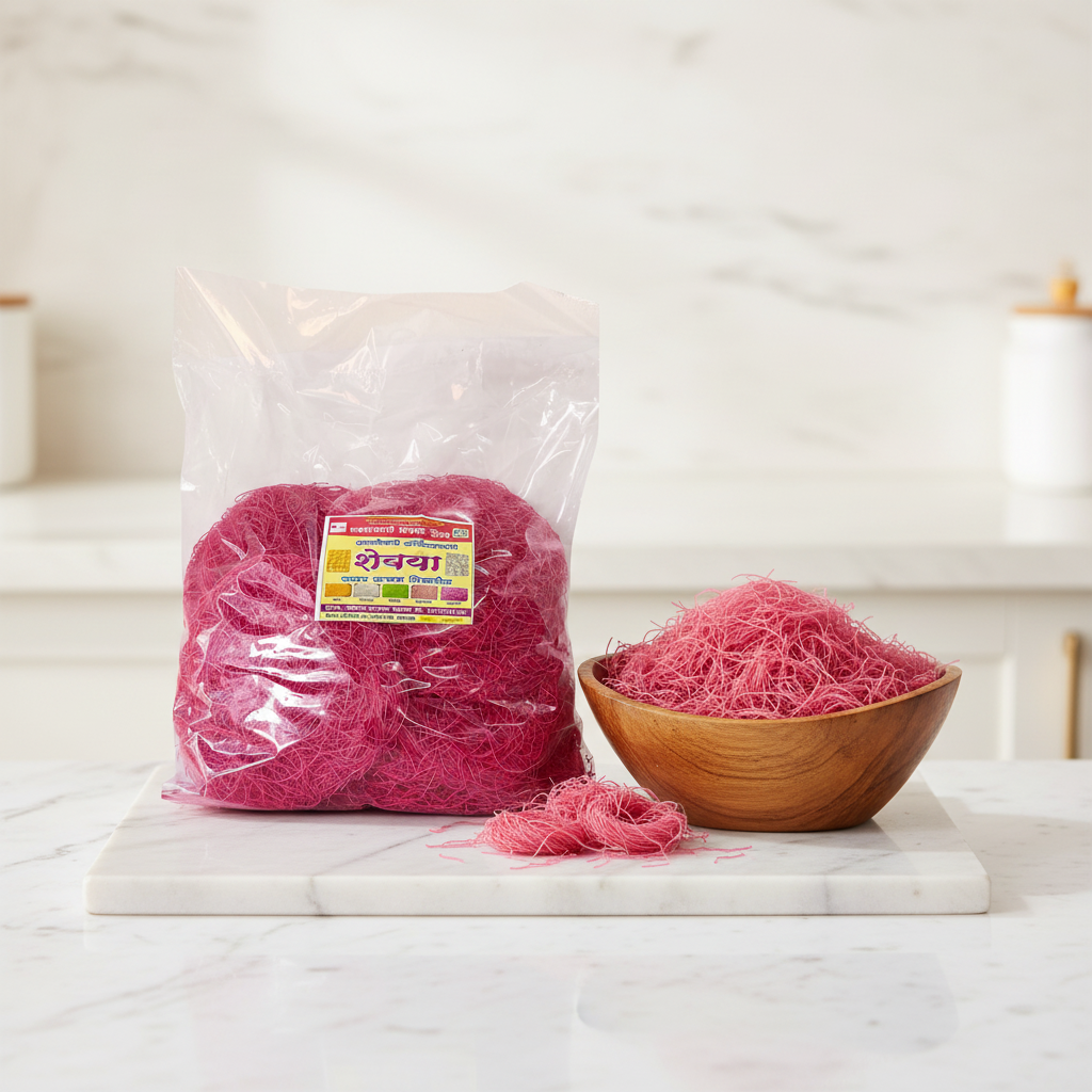 SWARANJALI Strawberry Shevai, No Maida, Laxmi SHG, Made By Natural Ingredients, Pack of 1000 gm