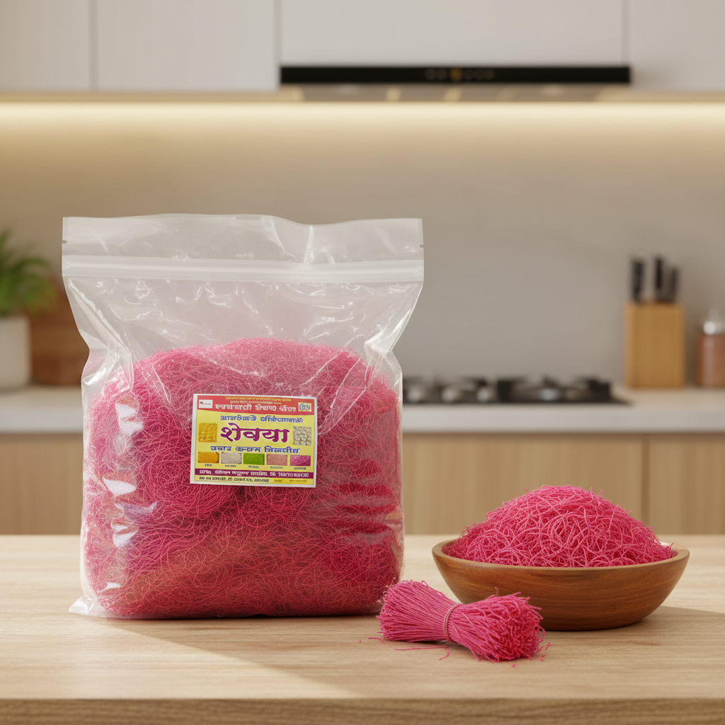 SWARANJALI Strawberry Shevai, No Maida, Laxmi SHG, Made By Natural Ingredients, Pack of 1000 gm