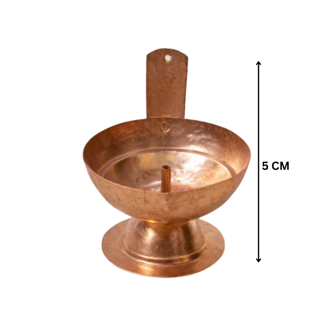 GRAMIN ARTIST Handmade Copper Lamp With Base Ojas Size No 4 Pack Of 1 Piece Traditional Pooja Diya Decorative Spiritual Home Decor