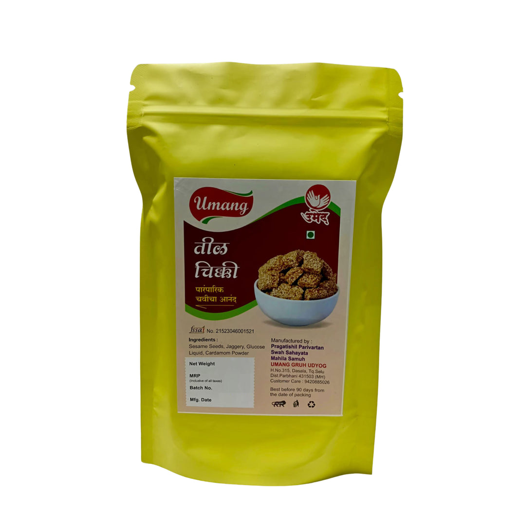 UMANG GRAH UDHYOG Til Chikki Pack Of 180gm Traditional Sesame Jaggery Sweet Crunchy Festive Snack