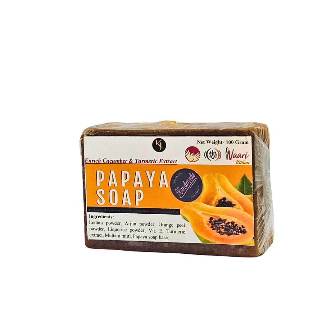 KRUSHNAJYOT Handmade Papaya Soap, Made By Natural Ingredients, No Artificial Chemical, Paraben Free, Sulphate Free, Pack of 100 gm