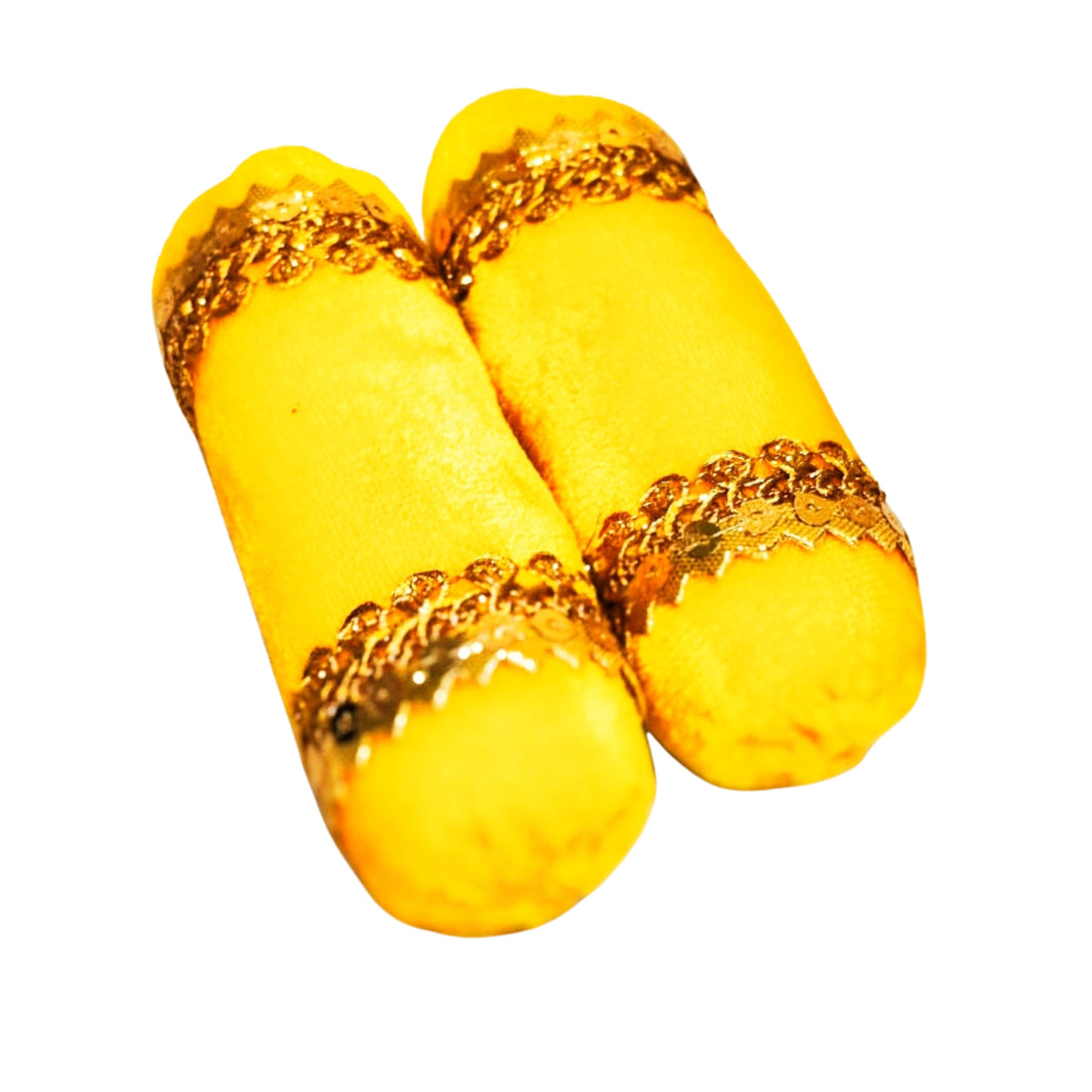 MORAYA Velvet Takiya, Set For Krishna Kanha Ji Bal Gopal, Large, Decorative Pillow, Yellow Colour, Rukhamini SHG, Pack Of 2