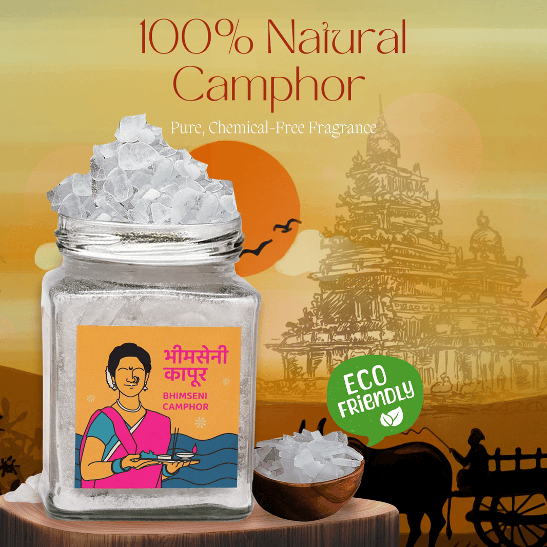 ABHANG Bhimseni Kapoor (Camphor) – Natural, Pure Fragrance,100 gm Glass Jar