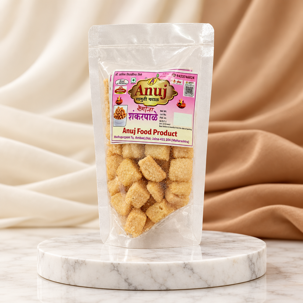 ANUJ FOODS Handmade Vanilla Shankarpali, 100 g | No Artificial Colours or Added Flavours