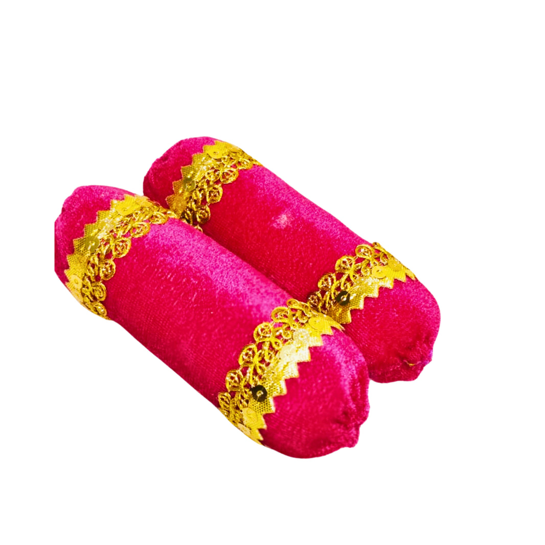 MORAYA Velvet Takiya, Set For Krishna Kanha Ji Bal Gopal, Large, Decorative Pillow, Pink Colour, Rukhamini SHG, Pack Of 2