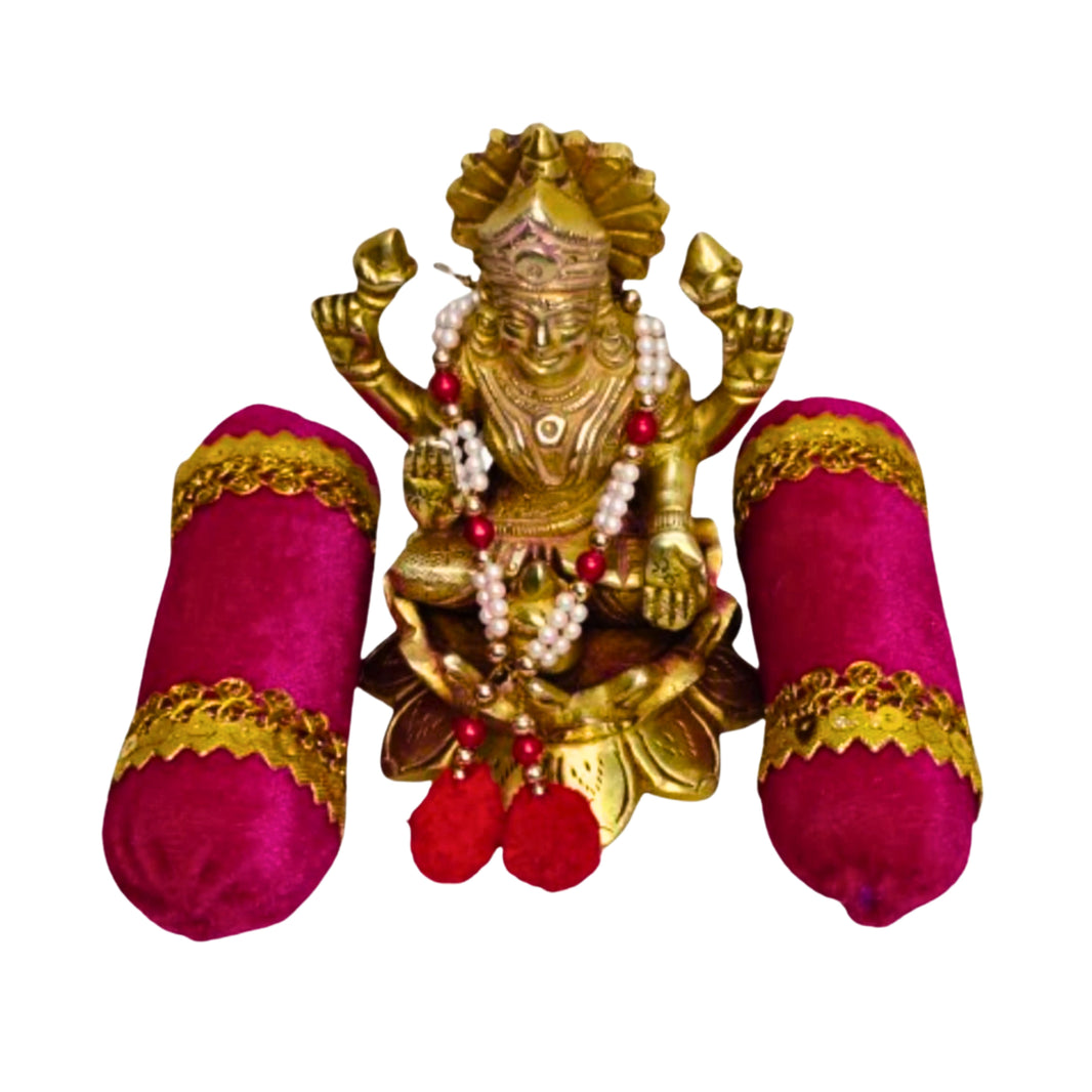 MORAYA Velvet Takiya, Set For Krishna Kanha Ji Bal Gopal, Large, Decorative Pillow, Pink Colour, Rukhamini SHG, Pack Of 2