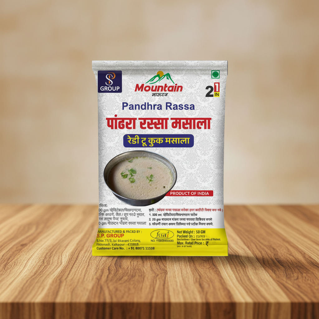 MOUNTAIN Pandhara Rassa Authentic Kolhapuri Curry Masala Pack of 50 gm