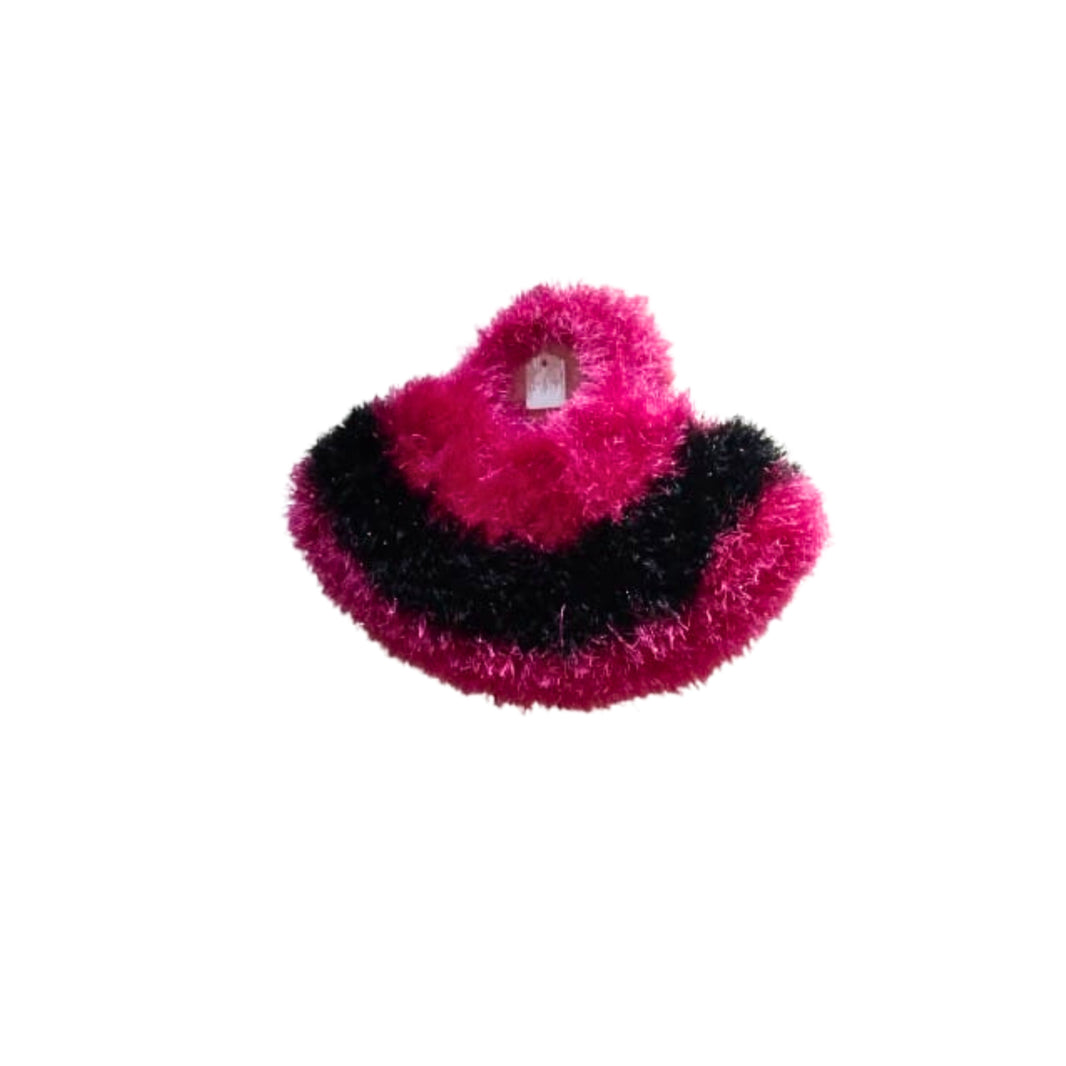 P D Creative Woolen Microm Ring Purse, Pink With Black Colour, Made By Tuljai SHG, Pack Of 1 Piece