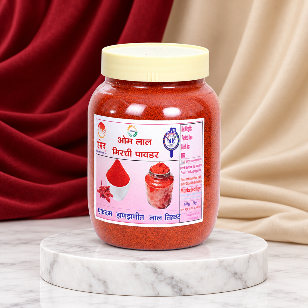 OM MASALA Lal Mirchi Powder Red Chilli Spice Pack of 1000 gm Natural Aromatic Traditional Cooking Masala