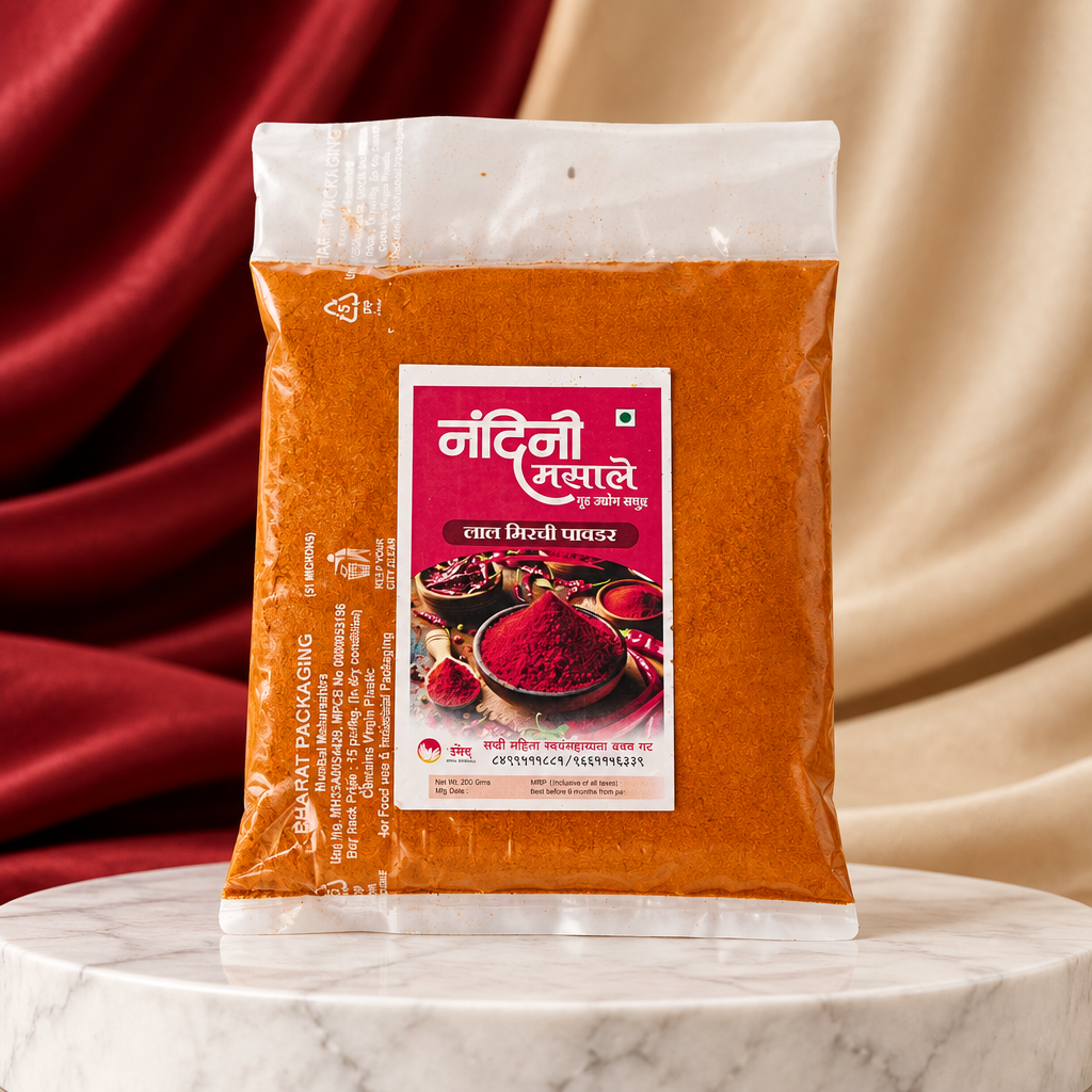 NANDINI MASALE, Red Chilli Powder, Sakhi SHG, Natural Ingredients, No Artificial Essence, Pack of 200 gm