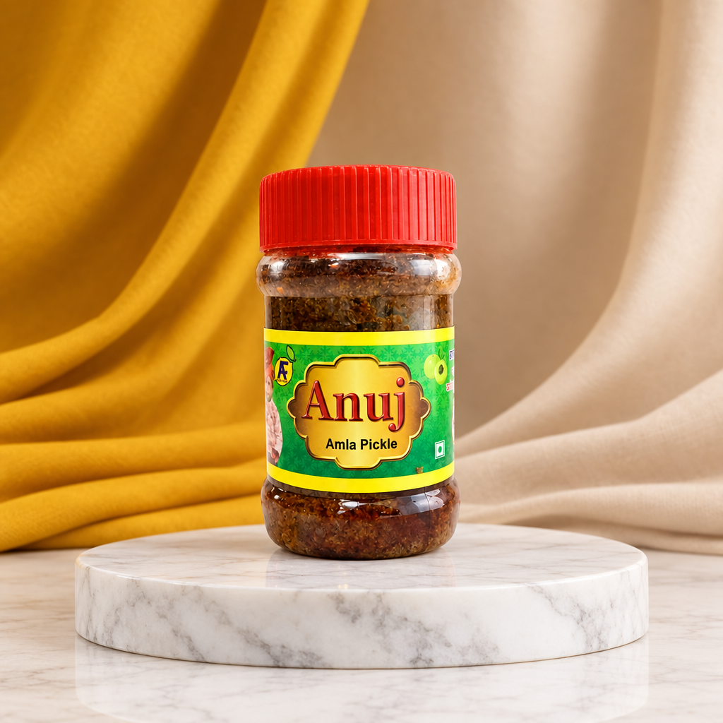 ANUJ FOODS Amla Pickle, Aonla Pickle, Made By Natural Ingredients, No Artificial Flavours, Pack of 200 gms