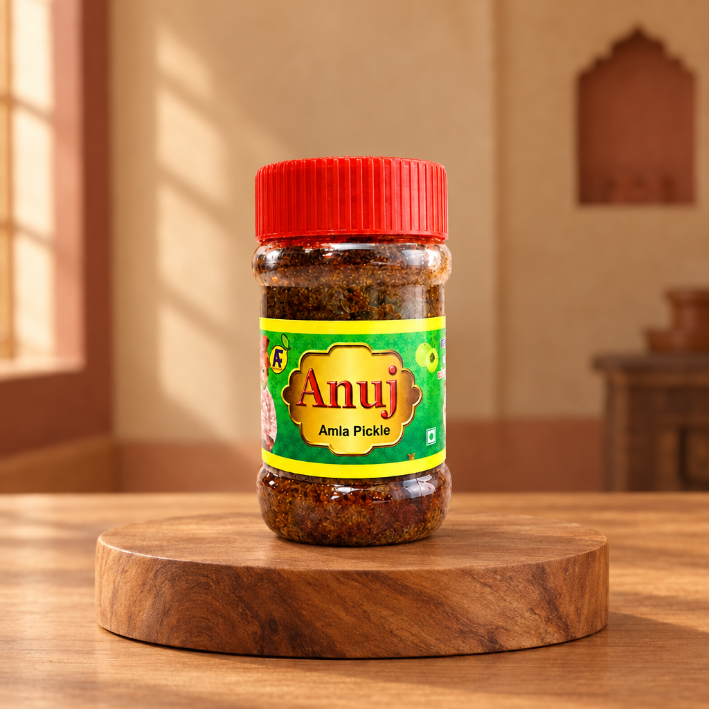 ANUJ FOODS Amla Pickle, Aonla Pickle, Made By Natural Ingredients, No Artificial Flavours, Pack of 200 gms