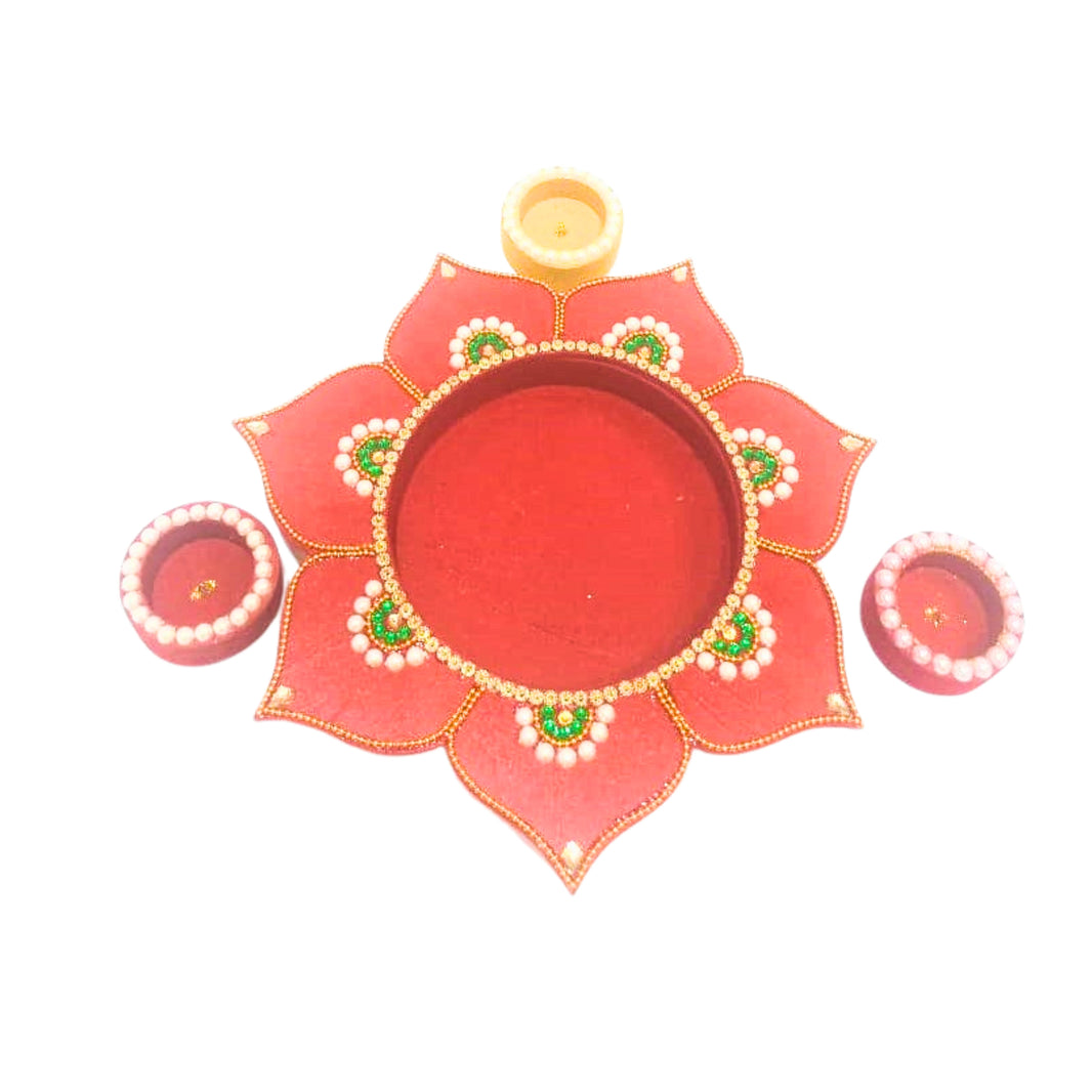 NAMA FUSION, Small Puja Plate Decor, Yogiraj SHG, Local Craftsmanship, Pack of 1 no