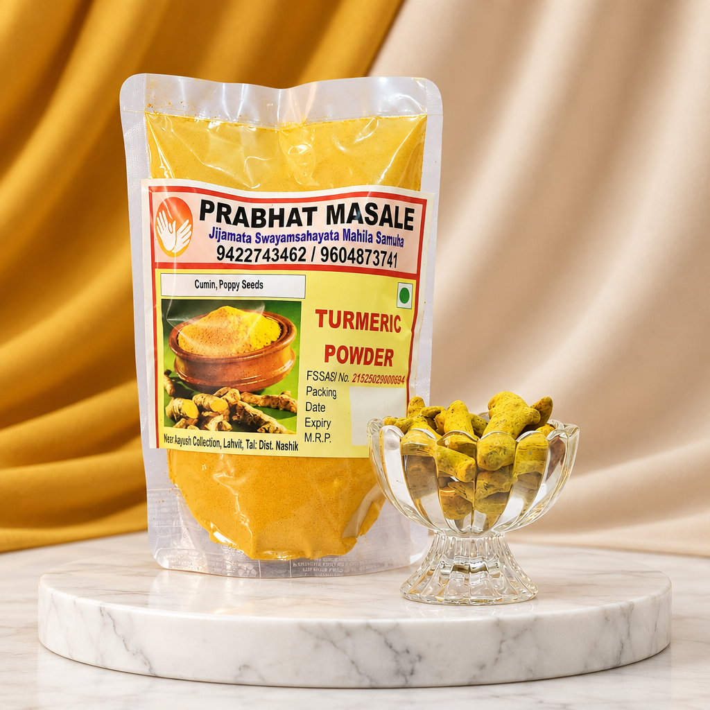 PRABHAT, Turmeric Powder, Jijamata SHG, No Added Colours & No Preservatives, Pack Of 500 gm