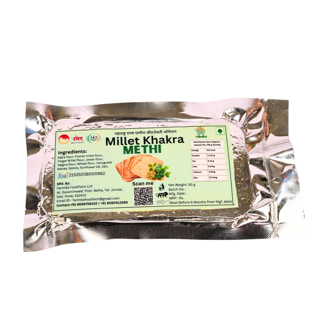 FARMIKA - Millets Methi Khakhra | Natural, Pure, Traditional, Handmade | 50g
