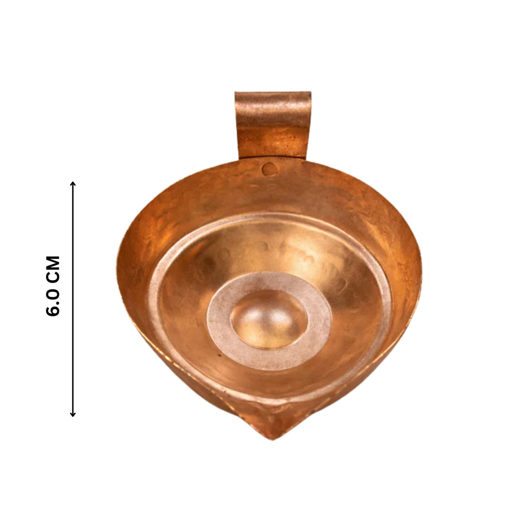 GRAMIN ARTIST Handmade Copper Lamp Without Base Ojas Size No 3.1 Pack Of 1 Piece Traditional Hanging Diya Pooja Decor