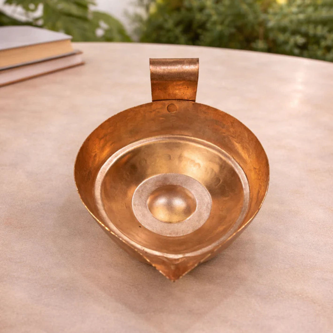 GRAMIN ARTIST Handmade Copper Lamp Without Base Ojas Size No 3.1 Pack Of 1 Piece Traditional Hanging Diya Pooja Decor