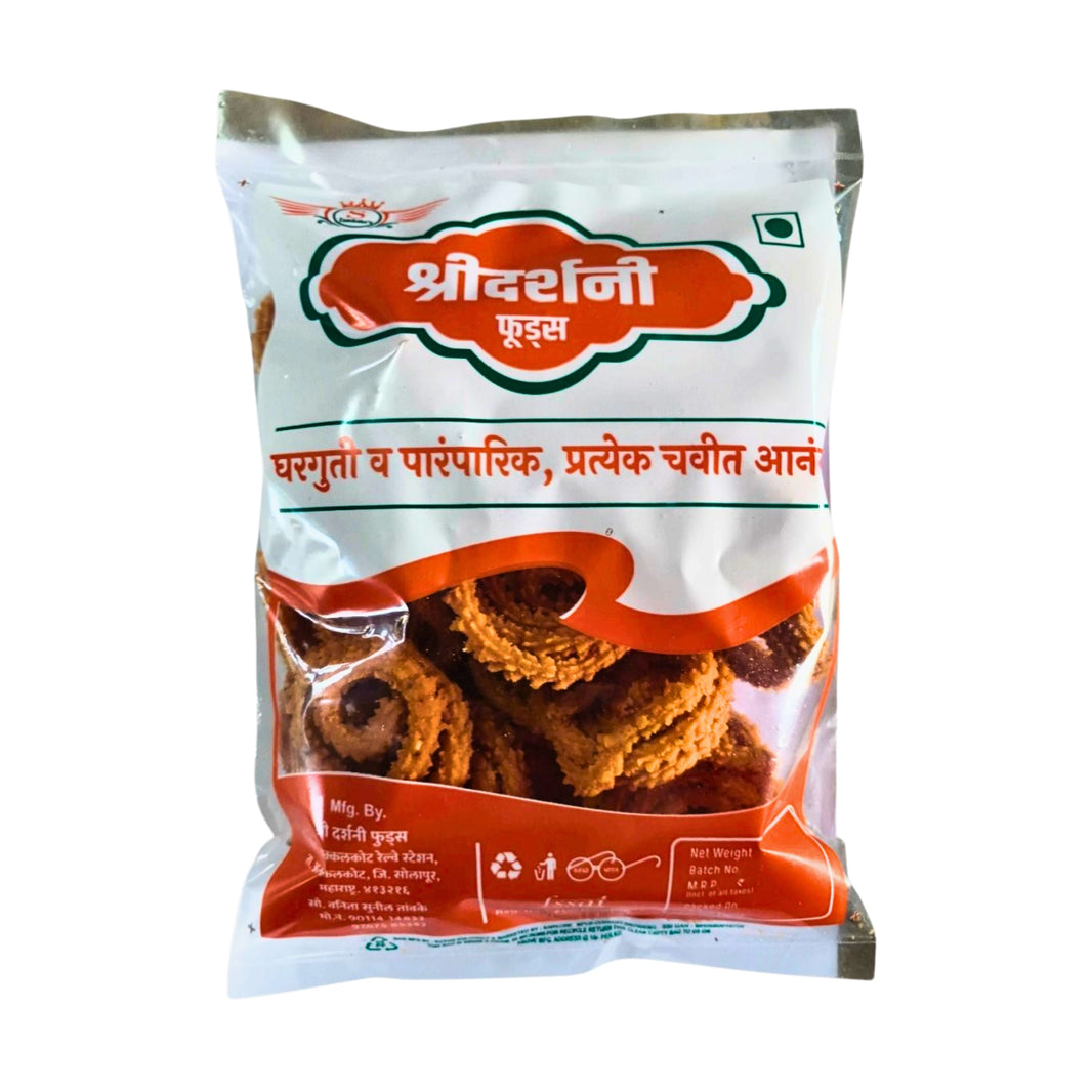 SHREEDARSHANI FOODS Chakali Traditional Crunchy Maharashtrian Snack Perfect Spice Balance Crisp Texture Ideal For Tea Time Munching 250gm