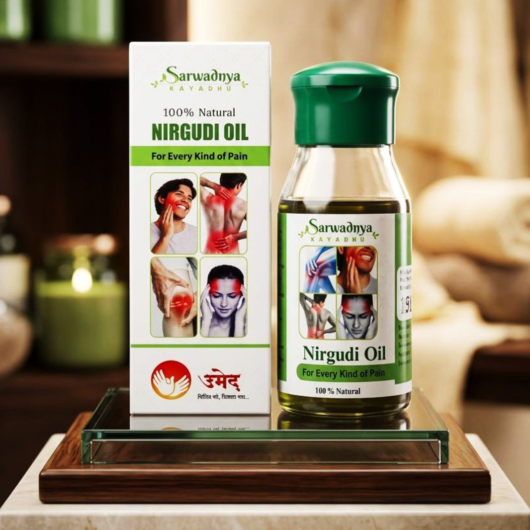 SARVADNYA Nirgudi Oil Ayurvedic Massage Oil Natural Ingredients No Artificial Content Traditional Herbal External Use Pain Relief Pack of 50 ml