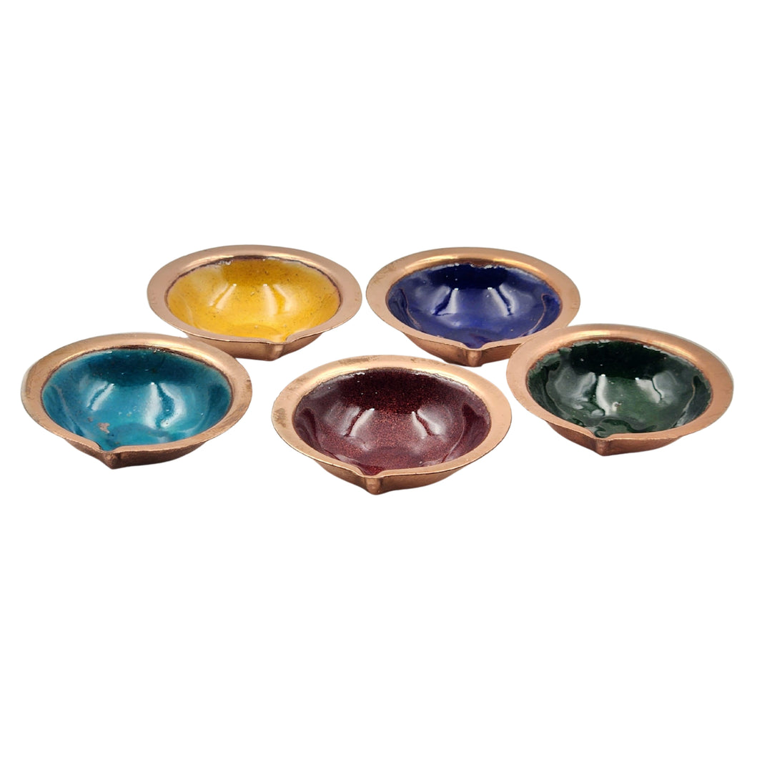 TAMRAKALA Plane Enamel Diya Set Pack Of 1 Item Traditional Decorative Diya Set Festive Pooja Lighting Decor