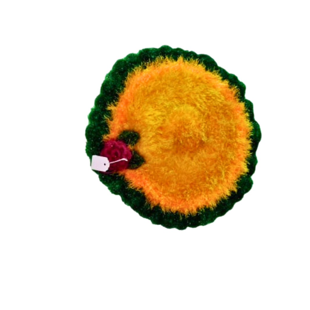P D Creative Woolen Microm Woolen Table Mat, Yellow and Green Colour, Made By Tuljai SHG, Pack Of 1 Piece