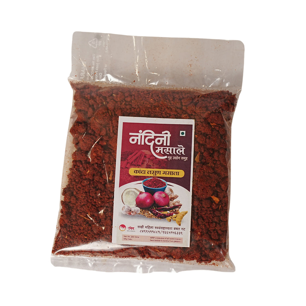 NANDINI MASALE, Onion Garlic Masala, Sakhi SHG, Natural Ingredients, No Artificial Essence, Pack of 200 gm