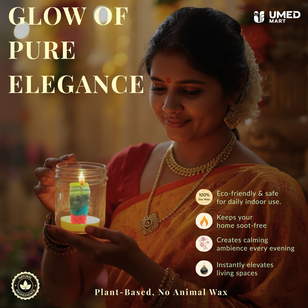 Mauli Mahila SHG, Colorful Floral Scented Wax Candles, Pack Of 1,