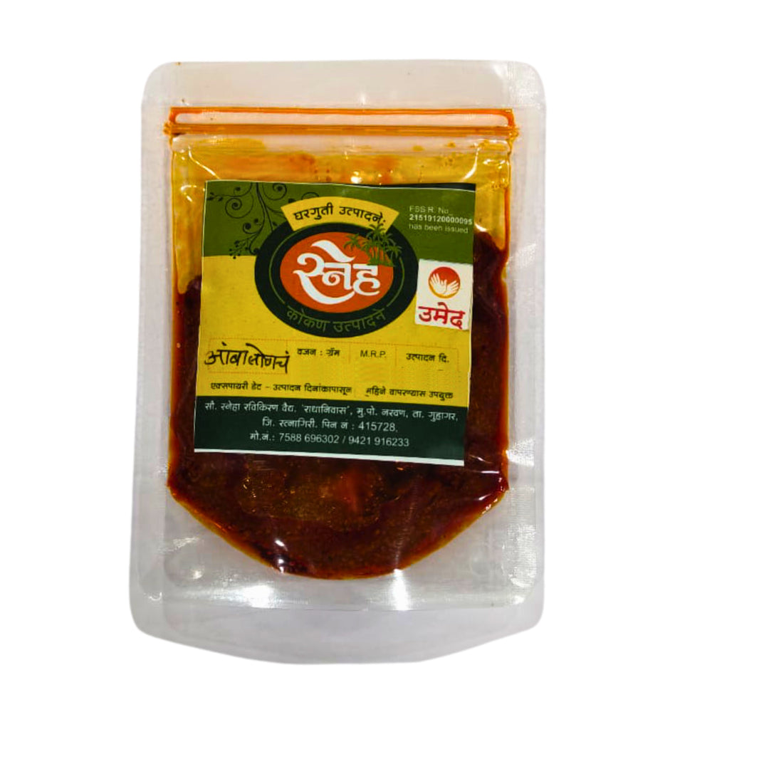 CHATURANG Mango Pickle Spicy Traditional Konkan Homemade Condiment Made from Raw Mango and Spices Pack of 100 gm