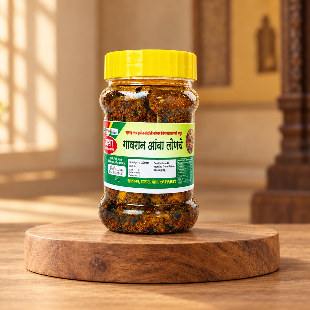 ASHA FOODS Wild Mango Pickle, Gavran Amba Lonache, Maitrey SHG, Natural Ingredients, No Artificial Colour, Pack of 200 gm