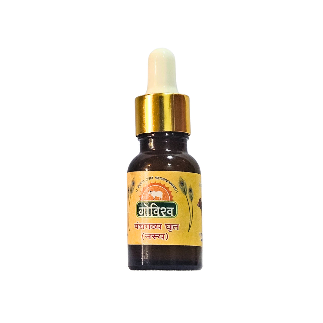 KRUSHNAJYOT Panchagavya Ghrut Nasya, Made By Natural Ingredients, No Artificial Chemical, Paraben Free, Sulphate Free, Pack of 10 Ml