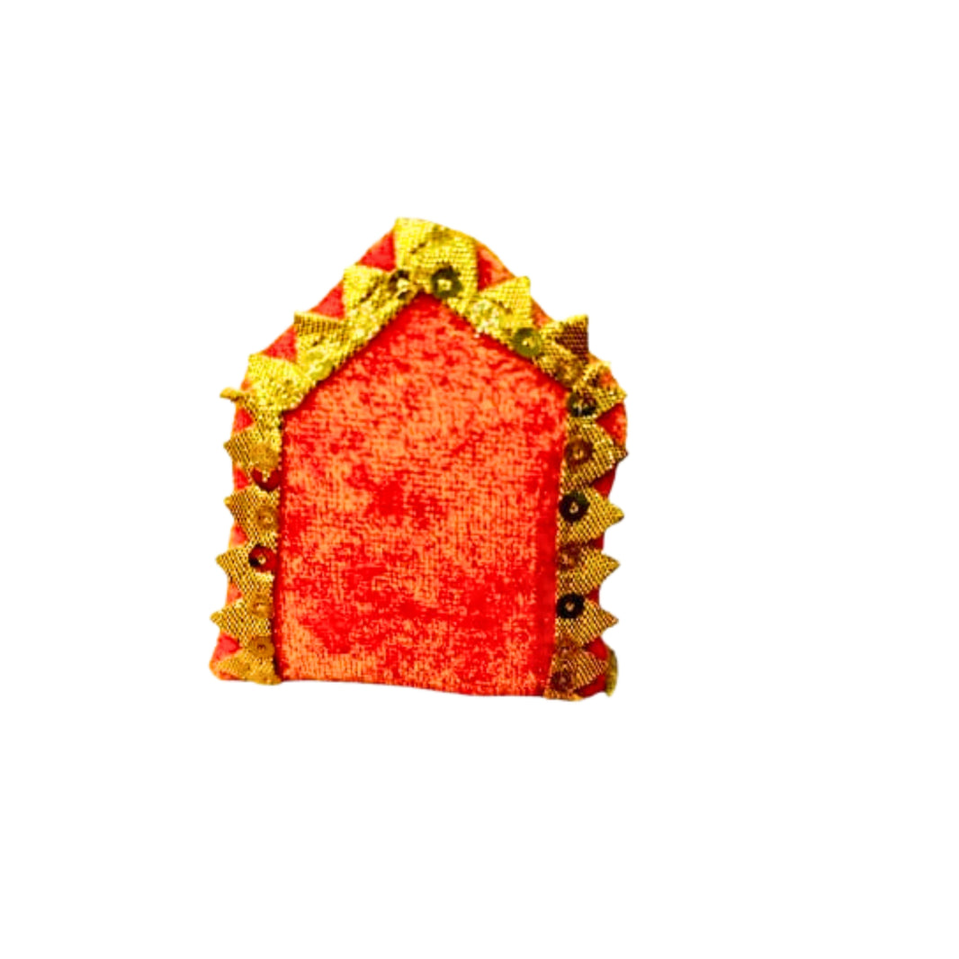 MORAYA Velvet Back Cushion for God Idols, Small, Decorative Pillow, Orange Colour, Rukhamini SHG, Pack Of 1